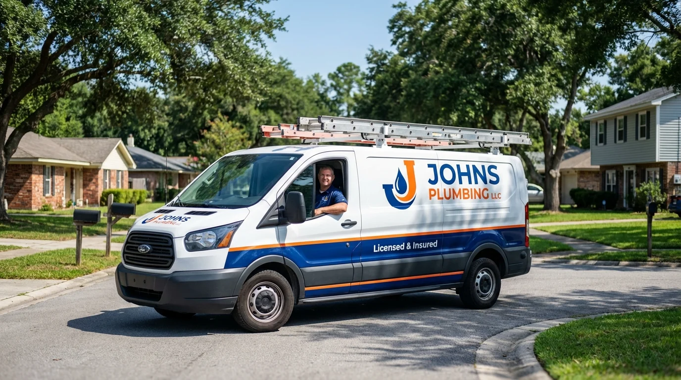 Johns Plumbing LLC service van in Wilmot, NH