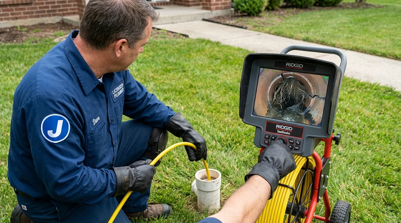 Sewer camera inspection being performed by Johns Plumbing LLC in Wilmot