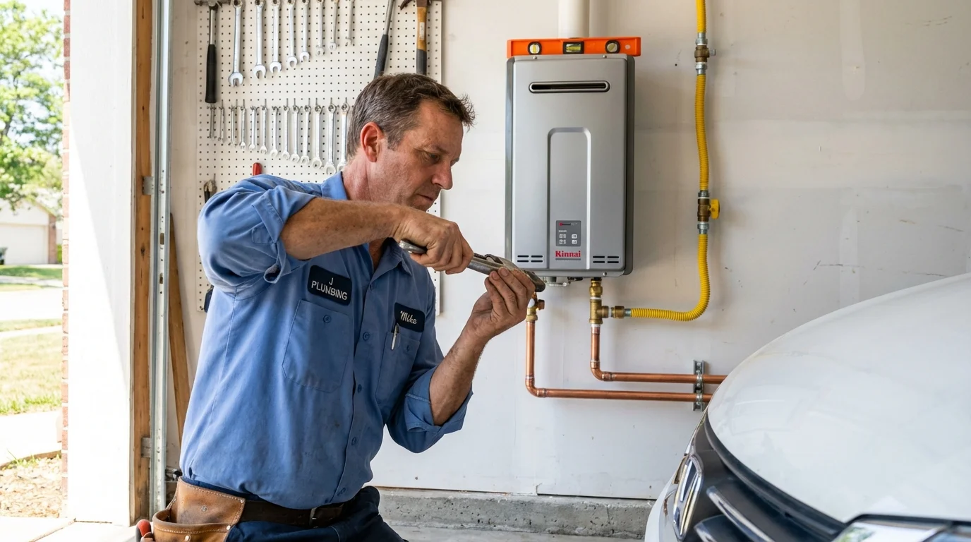 Tankless water heater installation by a Johns Plumbing LLC plumber in Wilmot